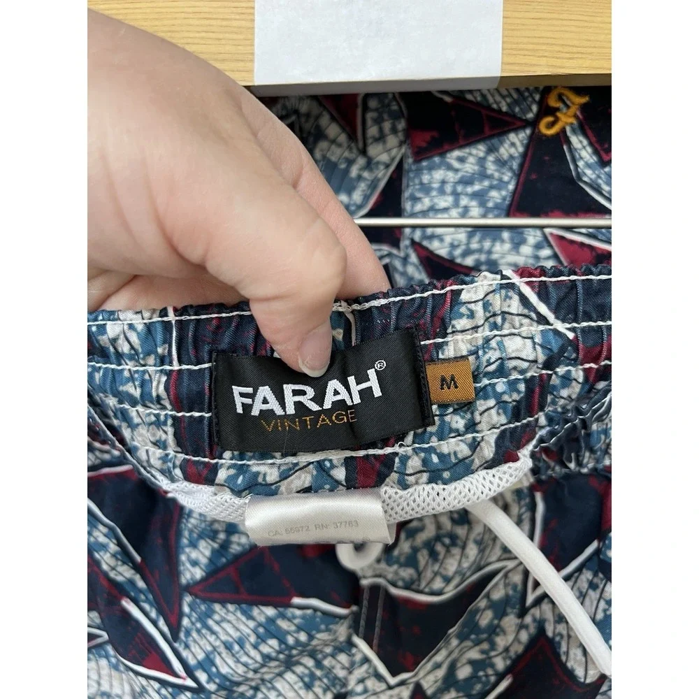 Farah Vintage Patterned Swim Shorts and Button Up Set Sz M